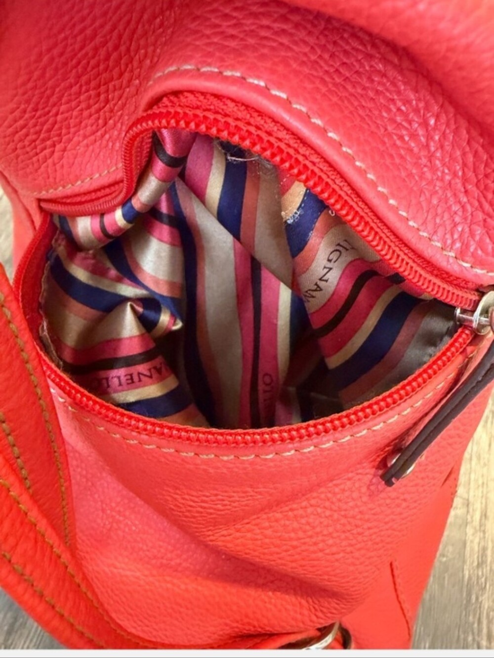 Tiganello Red Women's Leather Backpack Purse - Picture 9 of 9